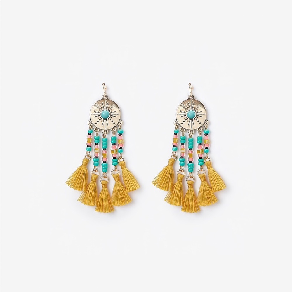 BRAND NEW Seed bead tassel statement earrings